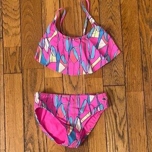 Vineyard Vines Girls' Pink Multicolor Flounce Bikini